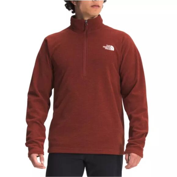 The North Face Cap Rock 1/4 Zip Fleece Pullover Mens Medium Rust Sweatshirt - Picture 1 of 9